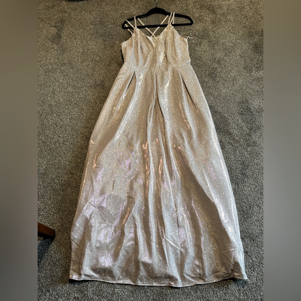 Elegant Silver Evening Gown